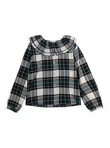 Nanan Ruffled Collar Checked Top