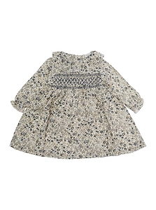 Smocked Floral Long Sleeve Dress