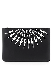 Neil Barrett Fair-Isle Thunderbolt Print Clutch Bag