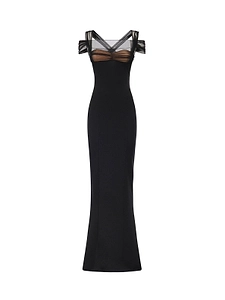Nensi Dojaka Sheer Panel Bra-Detail Dress