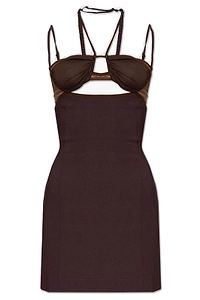 Nensi Dojaka Sweetheart Neckline Draped Mini Dress