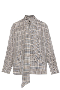 Munthe Veiling Checked Tie-Neck Top