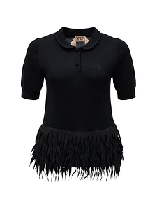 N°21 Fringe Detailed Short-Sleeved Polo Shirt