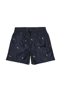 N°21 Kids Allover Palm Printed Drawstring Swim Shorts