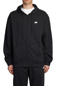 New Balance Logo Printed Zipped Drawstring Hoodie