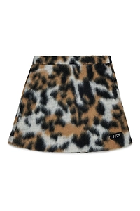 N°21 Kids Brushed Animal-Pattern Skirt
