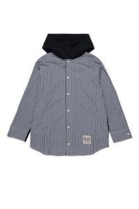 N°21 Kids Button-Up Hooded Shirt