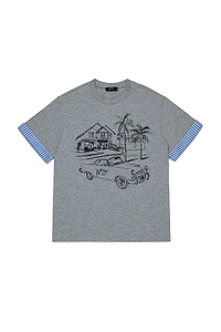 N°21 Kids Car Print Cuff Detail T-Shirt