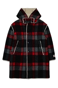N°21 Kids Checked Hooded Coat
