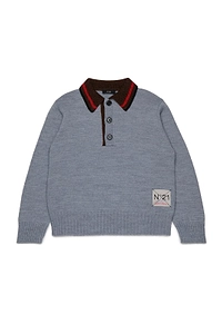 N°21 Kids Contrast Collar Knitted Sweater