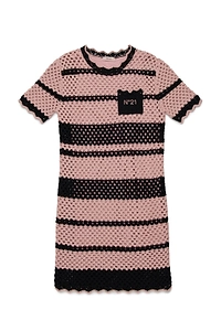 N°21 Kids Crochet Striped Short Sleeved Casual Dress