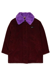 N°21 Kids Faux Fur Collar Corduroy Jacket