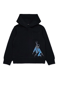 N°21 Kids Graphic Pocket Hoodie