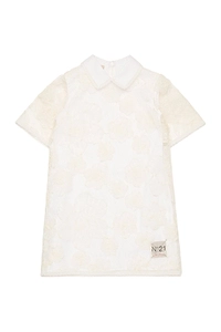 N°21 Kids Flower Embroidered Short-Sleeved Dress