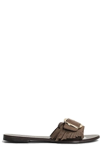 Nicolas Lainas Buckle Detailed Fringed Sandals
