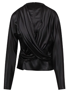 Nina Ricci Draped V-Neck Satin Blouse