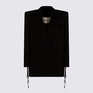 Nissa Double-Breasted Tie-Sleeve Blazer