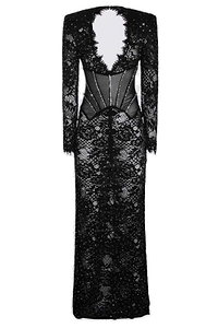 Nissa Embellished Lace Maxi Dress