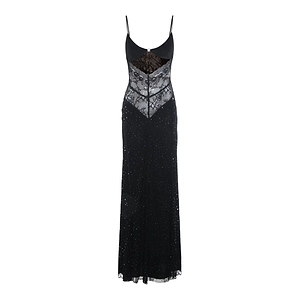 Nissa Lace-Panel Embellished Maxi Dress