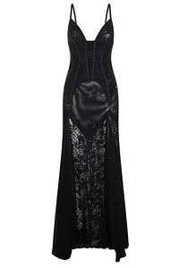 Nissa Lace-Panel Sleeveless Maxi Dress