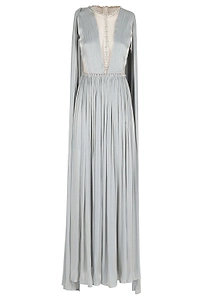 Pleated Cape Maxi Dress