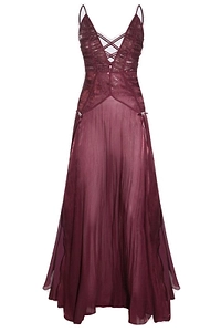 Nissa Lace-Panel Chiffon Maxi Dress