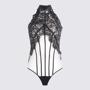 Nissa Sequin-Detail Lace Bodysuit
