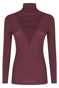 Nissa Ruched Turtleneck Top