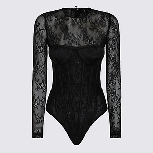 Sheer Lace Long-Sleeve Bodysuit