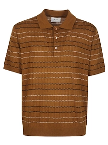 Nn.07 Textured Stripe Knit Polo Shirt
