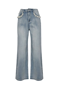 No Secrets Embellished Wide-Leg Jeans