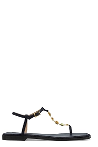 Nodaleto Beaded T-Strap Flat Sandals