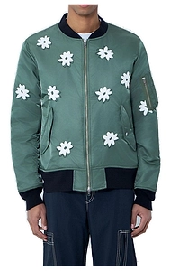Floral Embroidered Zipped Jacket