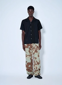 Nomarythm Textile Lace Panel Short Sleeve Shirt