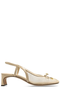 Odissi Bow-Detailed Mesh Slingback Pumps