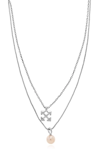 Logo Pearl Pendant Necklace
