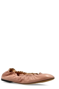 Odissi Ruched Leather Ballet Flats