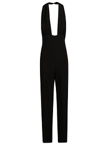 Norma Kamali Cross Halter Straight-Leg Jumpsuit