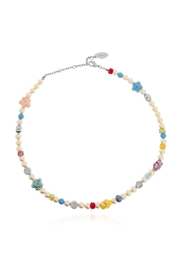 Flower Detailed Logo Engraved Necklace