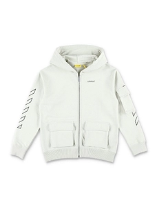 Off-White Kids Bookish Logo Printed Zip-Up Hoodie