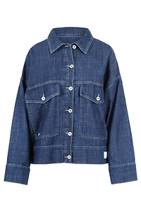 Noumeno Concept Buttoned Spread Collar Denim Jacket