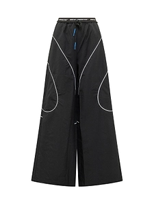 Off-White Drawstring Wide Leg Pants