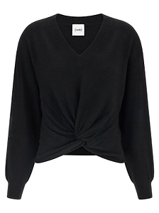 Knotted V-Neck Knitted Sweater