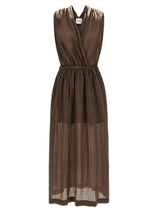Nude Laminated Waist Detail Dress
