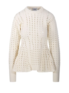 Perforated Peplum Knitted Sweater