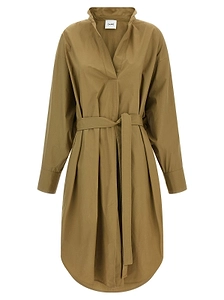 Nude Oversized Belted Shirt Dress