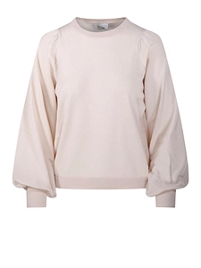 Puff-Sleeve Crew Neck Sweater