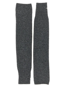 Nude Ribbed Thumb-Slit Gloves