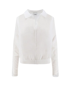 Nude Ribbed V-Neck Polo Top