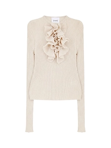 Ruffled Ribbed Knitted Sweater